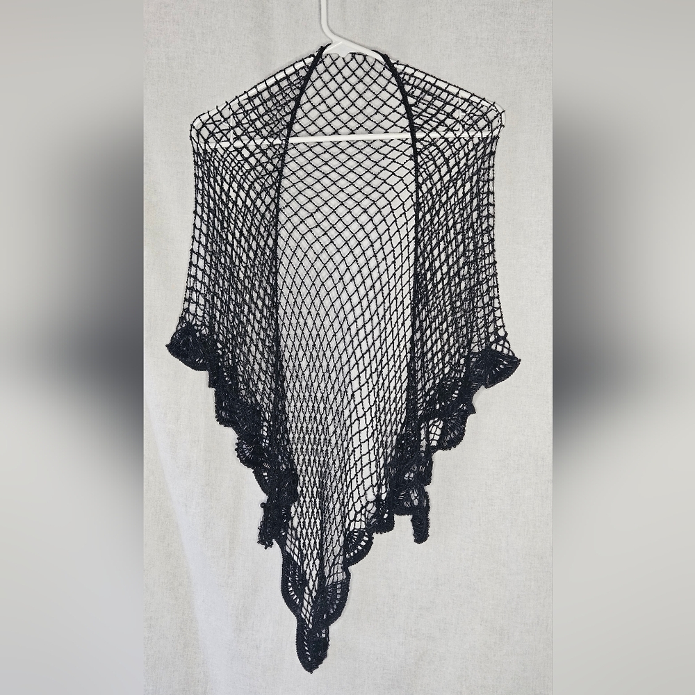 Elegant Black Beaded Shawl Hip Scarf